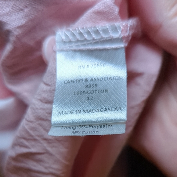 Luli & Me Light Pink Sleeveless Tiered Dress Ruffle Collar + Swiss Dots Size 12 - Picture 3 of 7